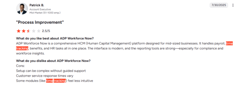 User about ADP workforce