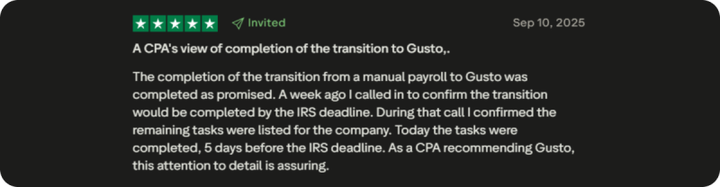Users often say that Gusto delivers smooth and reliable payroll
