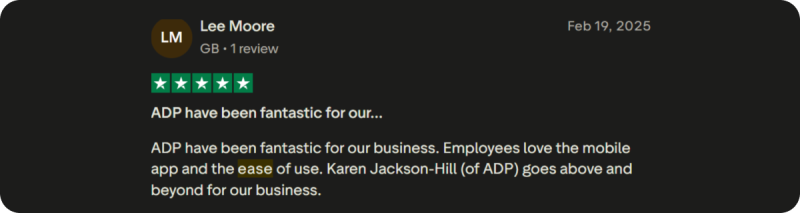 Users consistently praise ADP for its ease of use