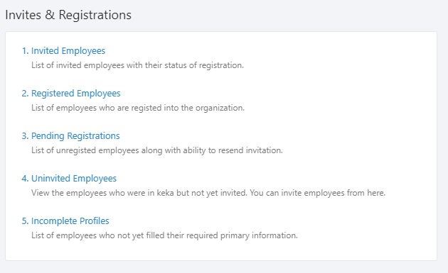Employee Invites & Registrations