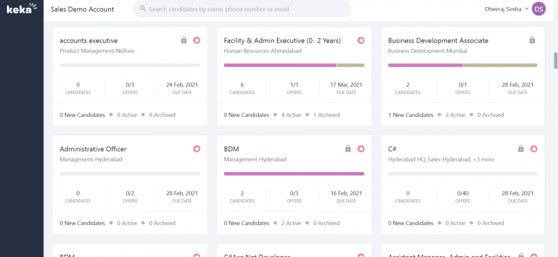 Job dashboard-keka hire