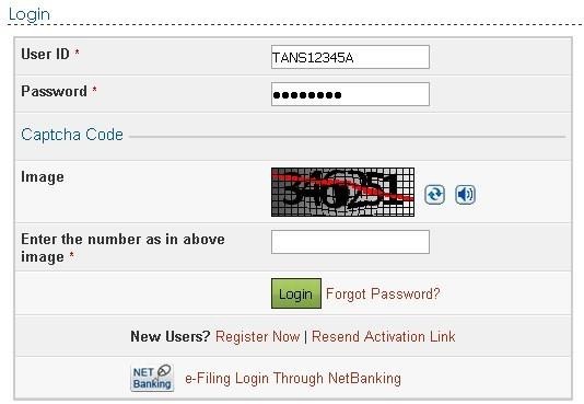 efiling login details