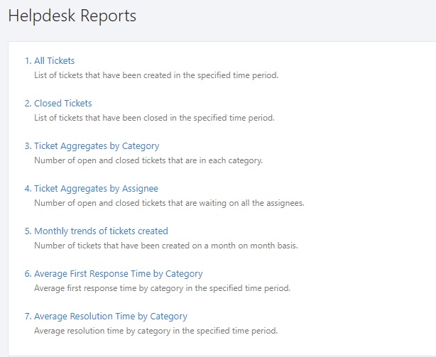 Helpdesk Reports