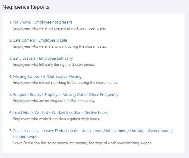 Negligence Reports