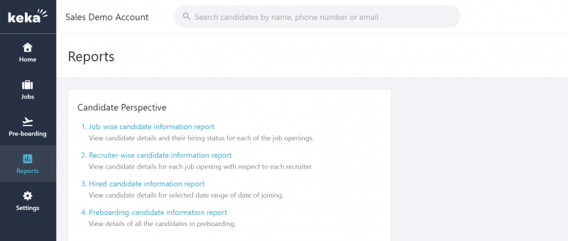 Candidate perspective reports