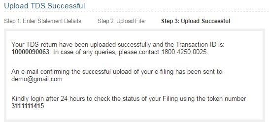 upload TDS successful