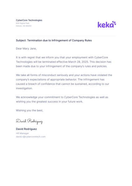 Termination Letter Format 17 _ Keka