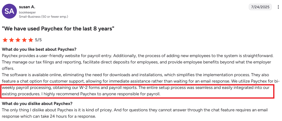Users can connect Paychex with QuickBooks, Xero, and other accounting software