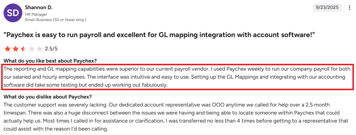Users praise Paychex for its ease of use, reliable payroll execution