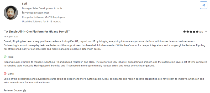 users note that while Rippling excels domestically, its global compliance tools could be more robust