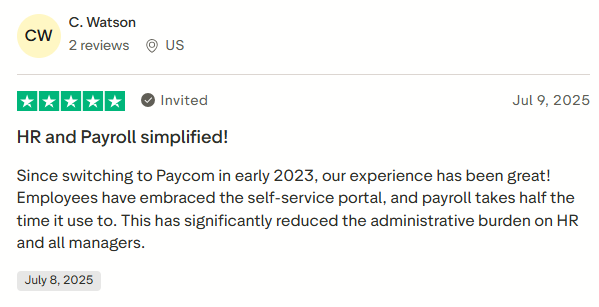 Many users note that Paycom’s self-service tools have significantly reduced the workload
