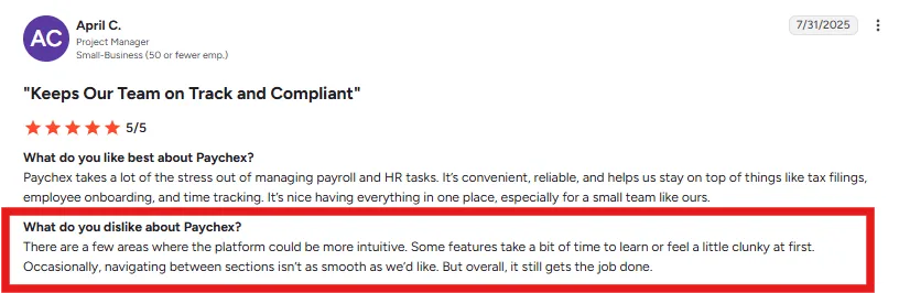 Paychex user review