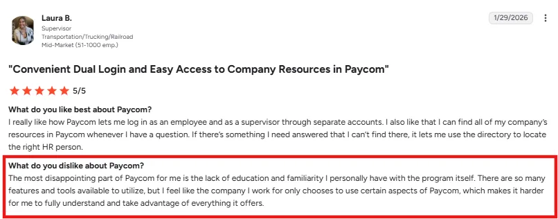 Paycom user review