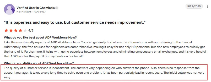 ADP Workforce Now review on G2