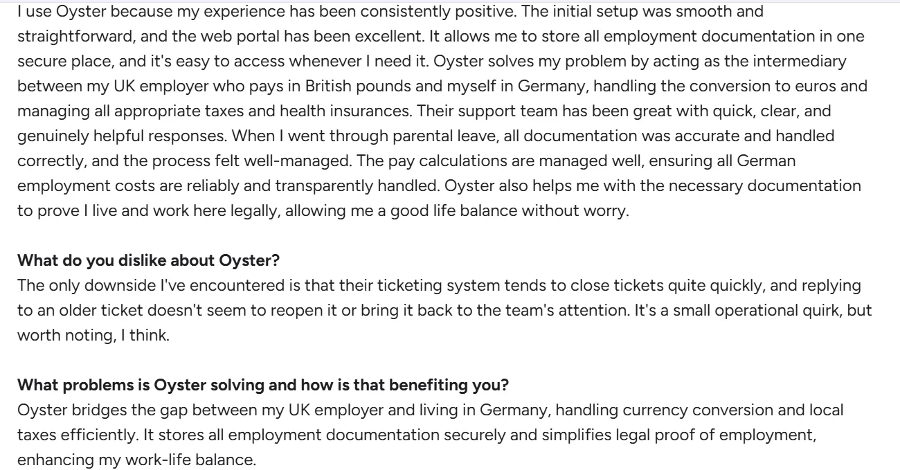 Oyster review on G2
