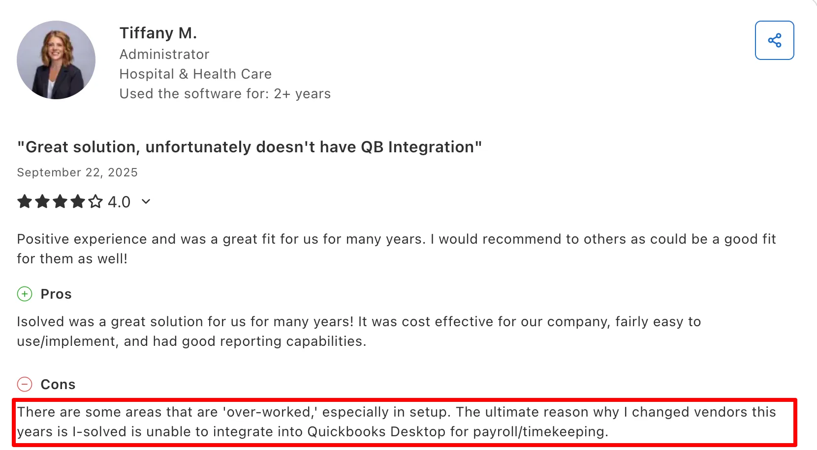 Why do businesses look for isolved alternatives? screenshot