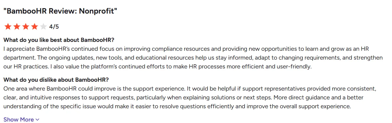 BambooHR user review