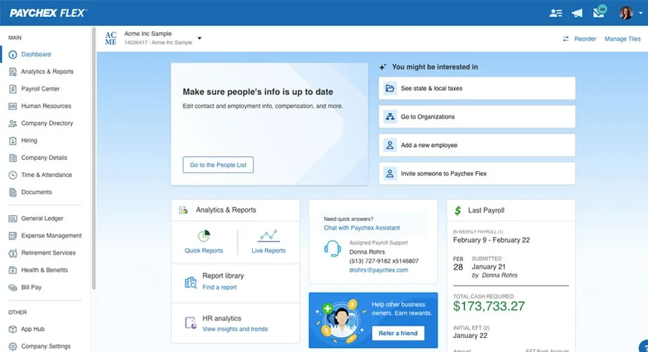Paychex screenshot