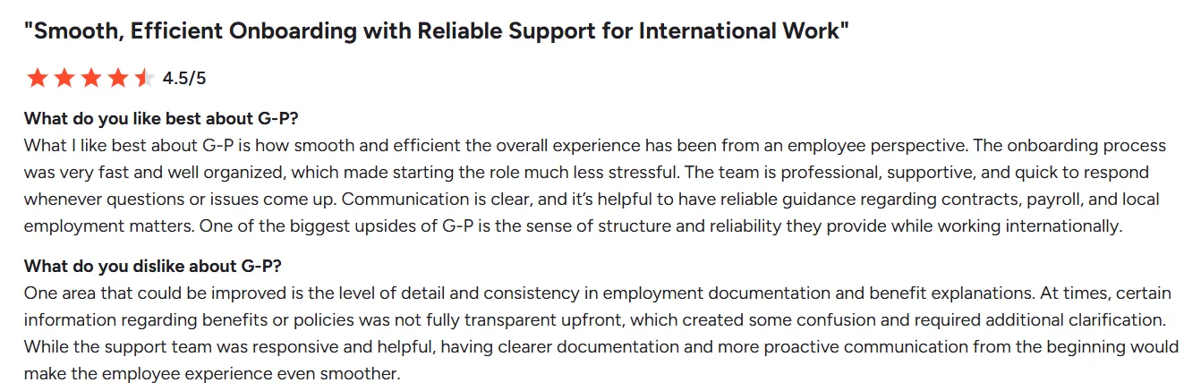 Globalization Partners user review