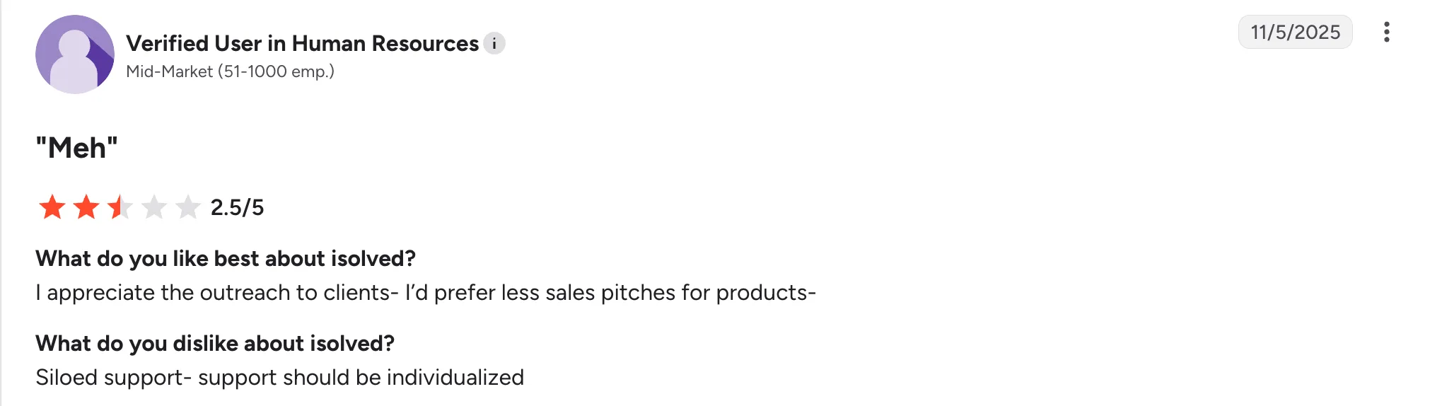 isolved user review on support experience