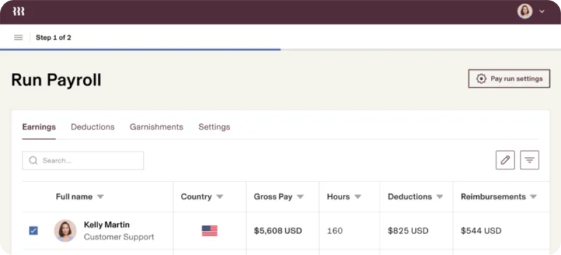 Rippling payroll processing dashboard