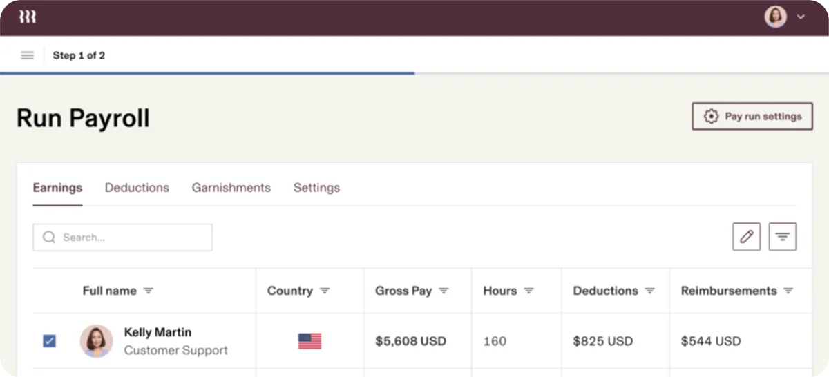 Rippling payroll dashboard