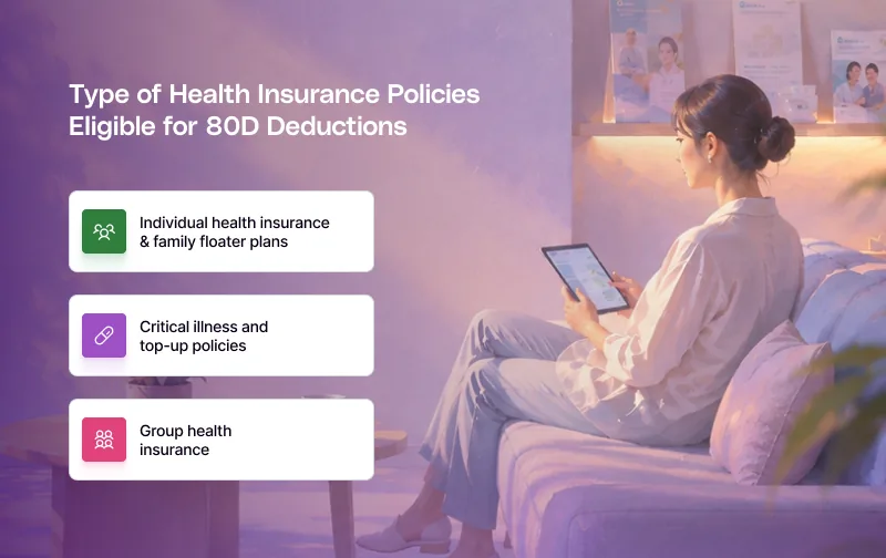 Types of health insurance policies eligible for Section 80D deductions
