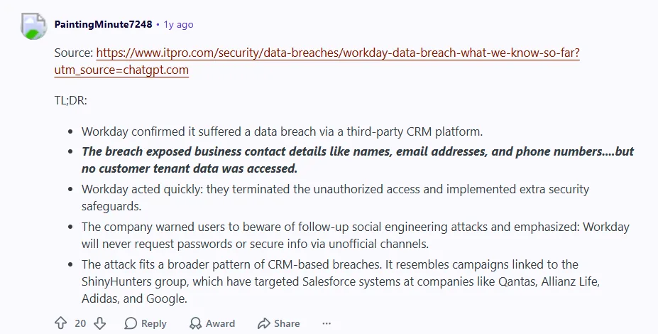 Security and communication concerns screenshot