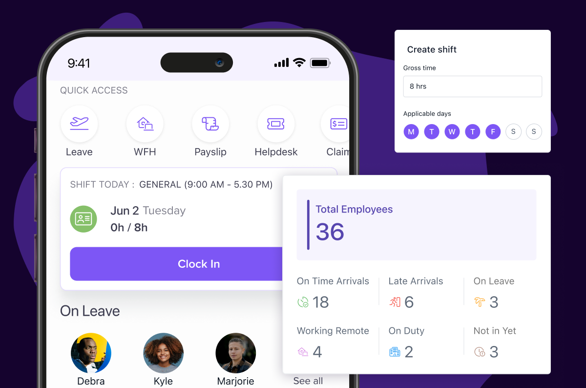best employee scheduling software dashboard l keka header