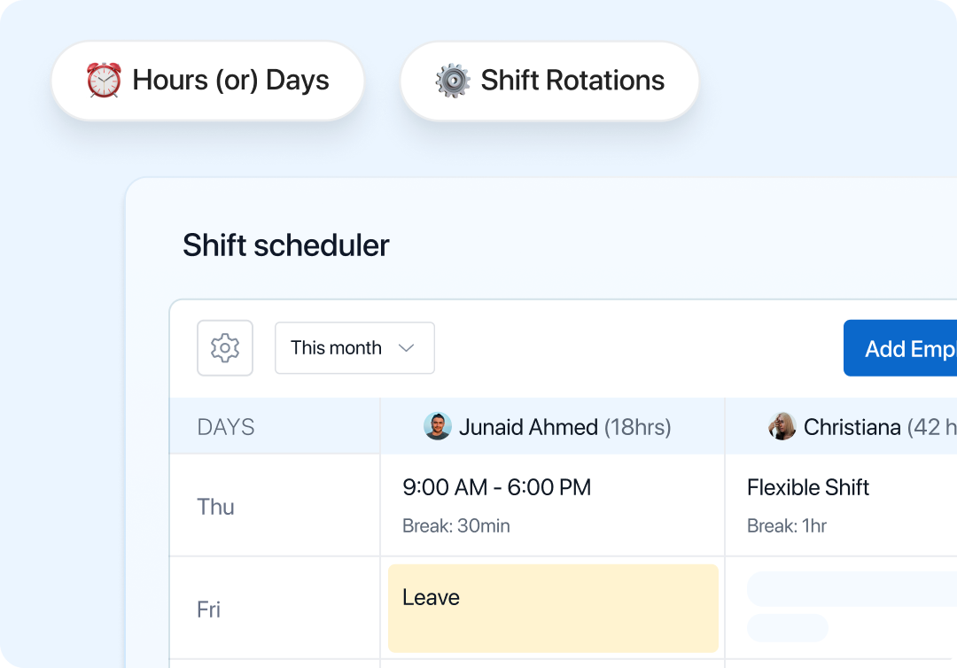 Remove complexities  from shift scheduling