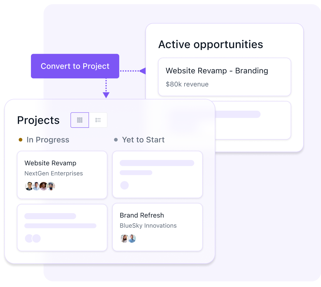 Convert opportunities into Projects with one click 