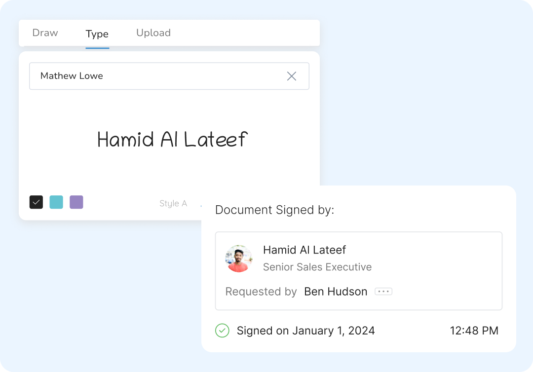 Obtain faster approvals with built-in e-sign tool