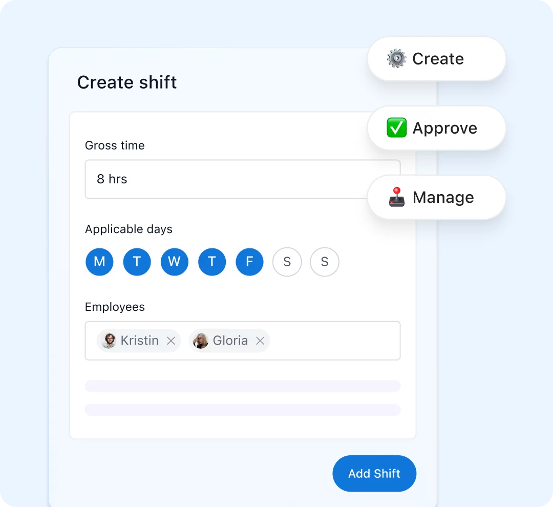 Build schedules visually and manage shifts with ease.